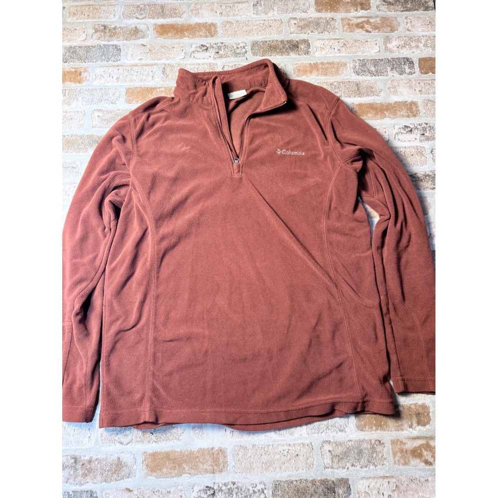 Columbia Mens Rust Orange Fleece Quarter Zip Pullover Sweater AM6558 Size Medium
